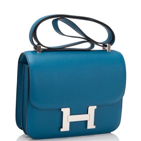 Hermes Constance Epsom 24 Blue Izmir Leather Shoulder Handbag